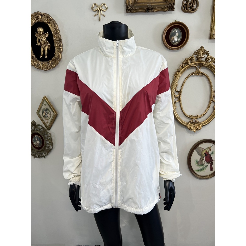 KULE Cream and Burgundy Track Jacket Size S